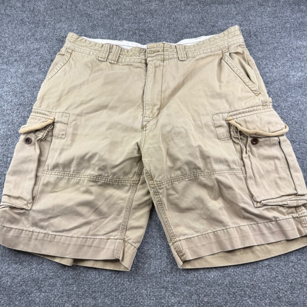 Polo Ralph Lauren Cargo Shorts Men 36 Khaki Cotton Utility Pockets (no button)